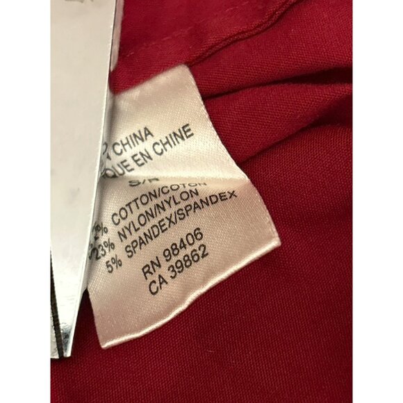 Theory Women's Red Puff Sleeve Button Up Blouse Size Small Classic Minimalist - Picture 5 of 5